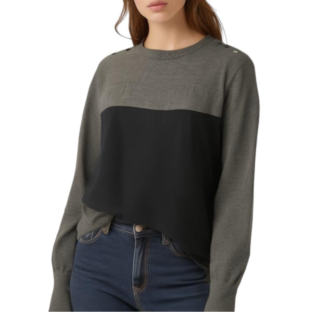 Cefinn Pullover Colorblock Jumper Knit Long Sleeve Crew Neck Sweater Small